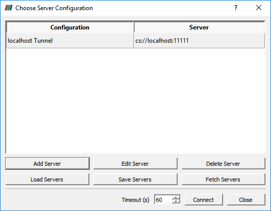 A screenshot showing the Choose Server Configuration dialog in ParaView.