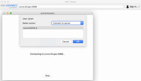 VNC connect window