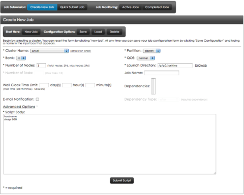 MyLC’s Job Management interface to create a new job. MyLC’s Job Management interface to create a new job.
