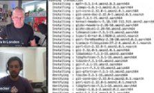 screen shot of Greg and the host in video chat alongside Spack processes running in a terminal screen shot of Greg and the host in video chat alongside Spack processes running in a terminal