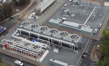 A large facility with 6 turbines and a sprawling system of tubes and pipes