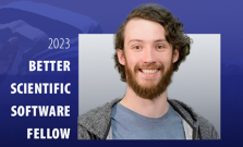 An image of Johannes Doerfert accompanied by the title "2023 Better Scientific Software Fellow"