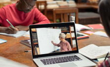 An online tutorial being given in a classroom