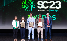 Johannes Doerfert on stage with other awardees