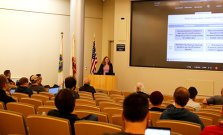 Judith Hill giving a presentation on El Capitan