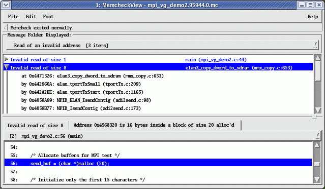 Figure 11. Source code for allocation of 20-byte send_buf used in MPI_Isend. Source code for allocation of 20-byte send_buf used in MPI_Isend.