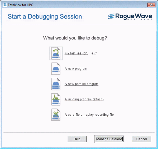 Session Manager Session Manager Window