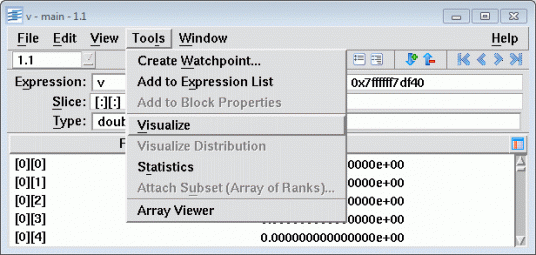 Visualizer menu selection