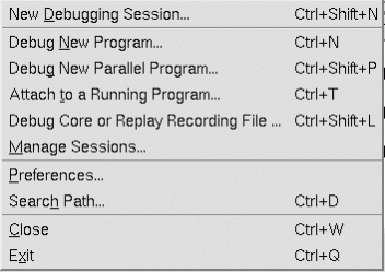 Manage Sessions Menu Manage Sessions Menu