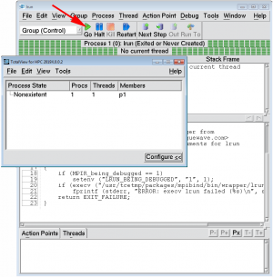 totalview Root and Process windows